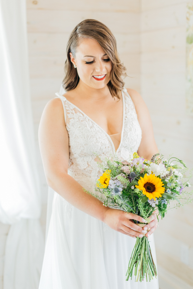 Bridal portrait at cottage cabin in Stonewall Estates