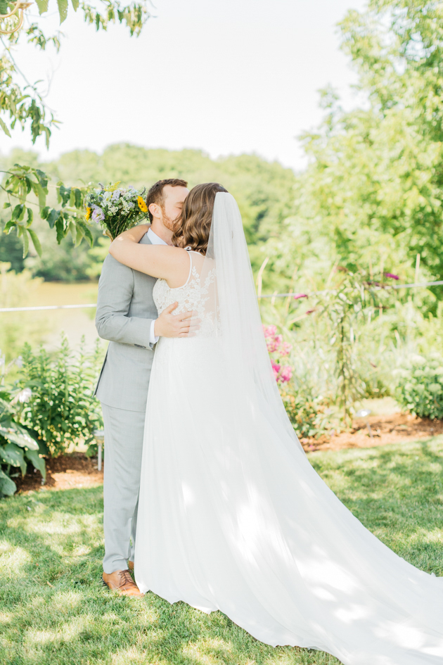 Bride and groom first look at Stonewall Estates