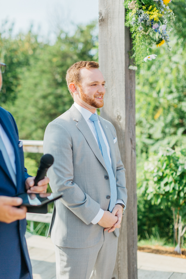 Groom waiting for bride at ceremony