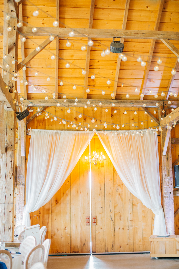 Hanging lights in barn at Stonewall Estates